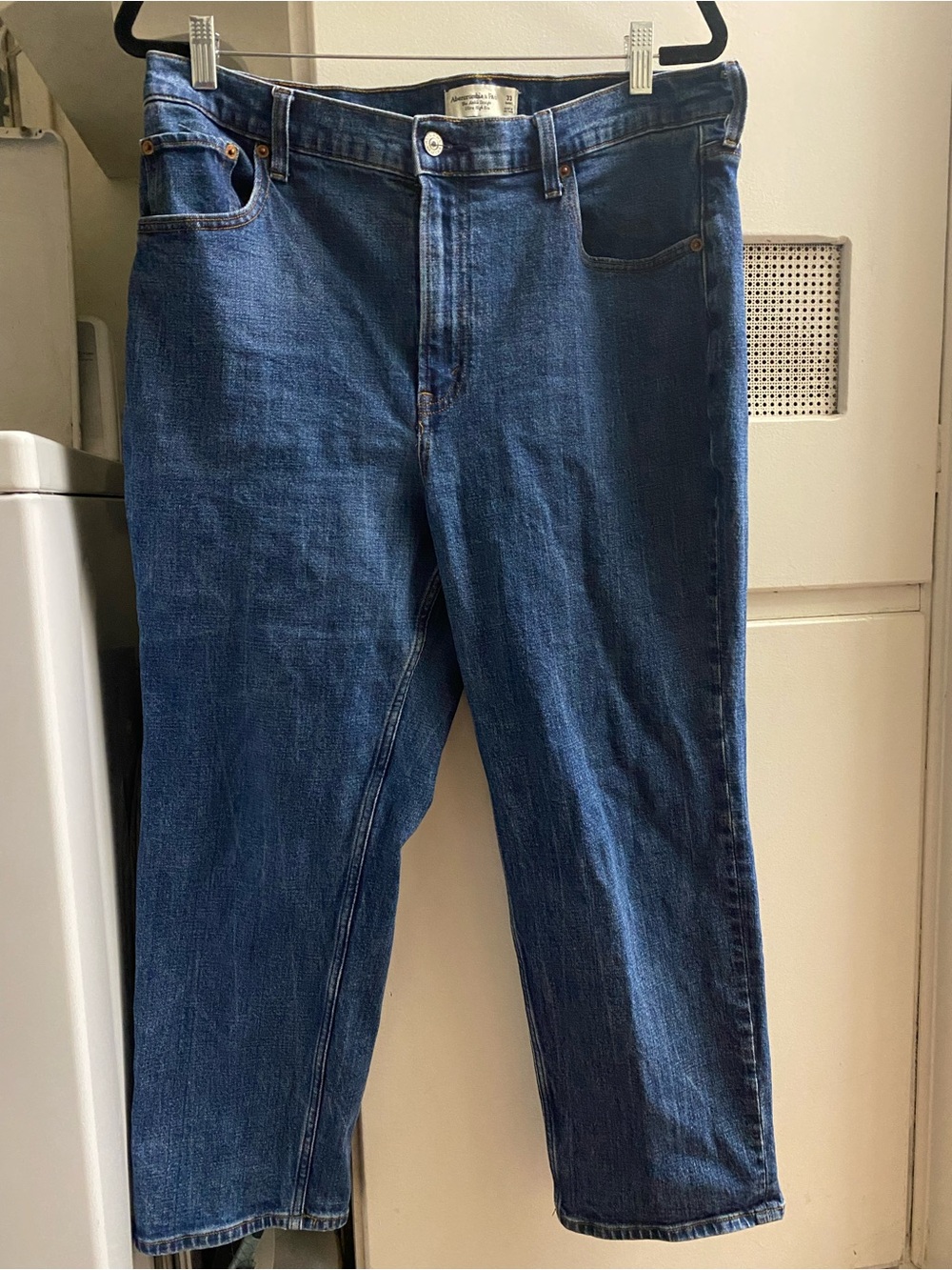 Abercrombie & Fitch. Ankle Straight Ultra High-Rise Women's Dark Blue Jeans